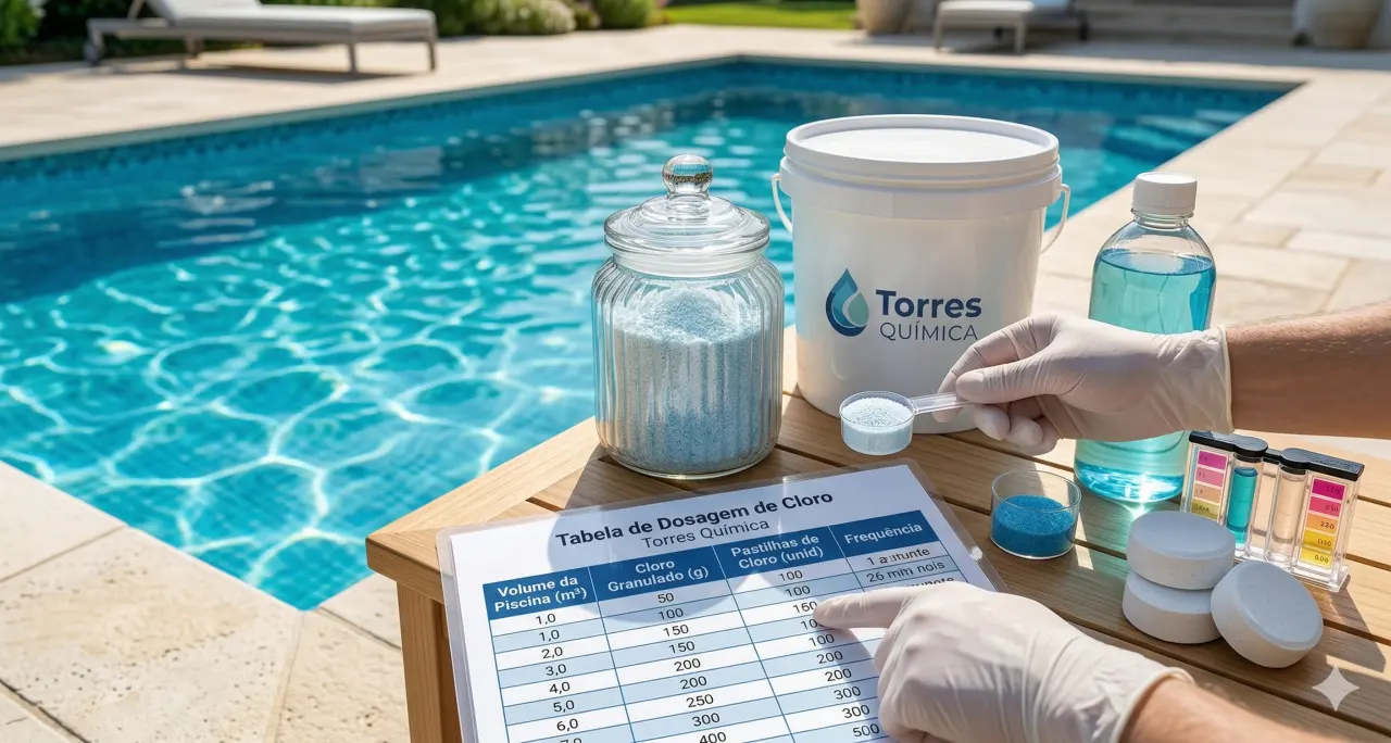 Como conferir a dosagem de cloro da piscina